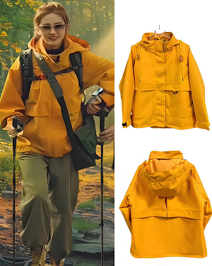 黄色冲锋衣工服户外服定制