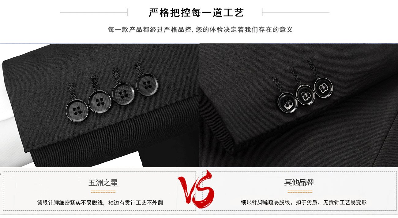修身韩版小西装袖扣的缝制工艺对比
